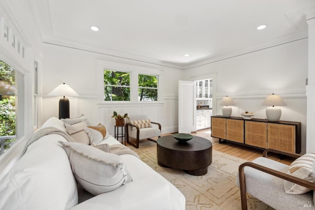 25 Winship Ave, Ross, CA 94957 - living area with plenty of natural light, light wood finished floors, recessed lighting, and a decorative wall