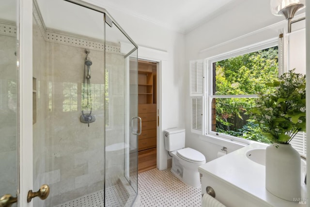 25 Winship Ave, Ross, CA 94957 - full bathroom with a shower stall, toilet, vanity, and tile patterned floors