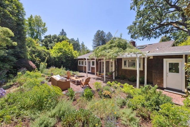 25 Winship Ave, Ross, CA 94957 - view of yard featuring an outdoor living space, a pergola, and a patio area