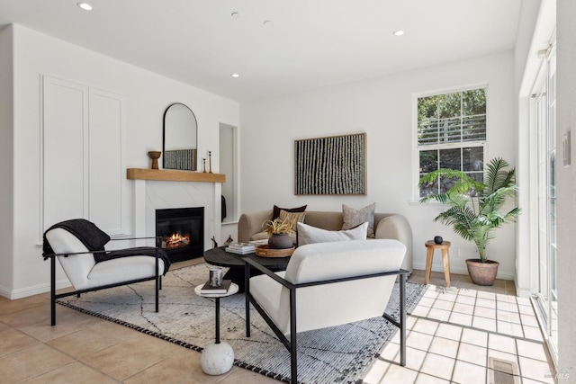 806 Paxton Villa Ct, Novato, CA 94947 - living area featuring a fireplace, recessed lighting, light tile patterned floors, and baseboards