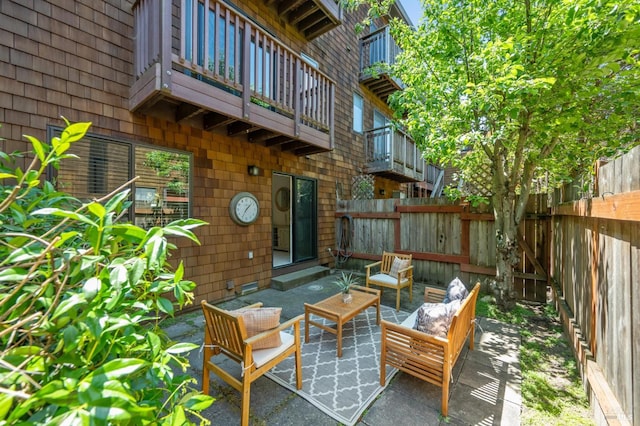 13 Freedom Ln S, Petaluma, CA 94952 - view of patio featuring outdoor lounge area and a balcony