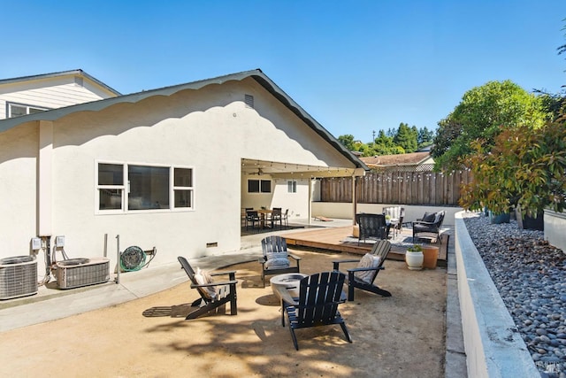 809 Paula Ln, Petaluma, CA 94952 - view of patio / terrace featuring a fire pit, cooling unit, and outdoor dining space