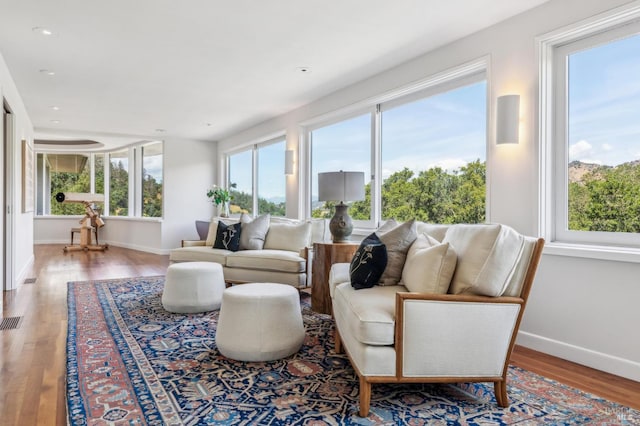 5768 Silverado Trl, Napa, CA 94558 - living room featuring baseboards, wood finished floors, healthy amount of natural light, and recessed lighting