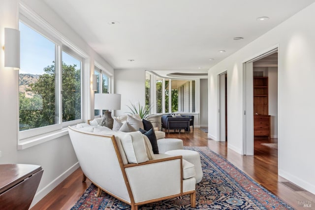 5768 Silverado Trl, Napa, CA 94558 - living area featuring wood finished floors, baseboards, and recessed lighting