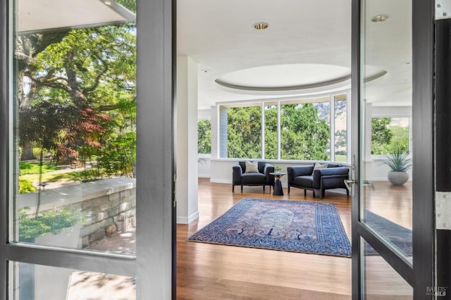 5768 Silverado Trl, Napa, CA 94558 - doorway to outside with wood finished floors, healthy amount of natural light, and baseboards