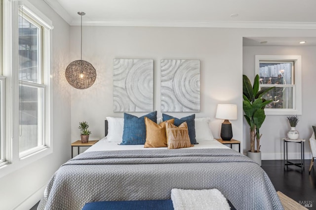 616 Locust St, Sausalito, CA 94965 - bedroom with wood finished floors, crown molding, and baseboards