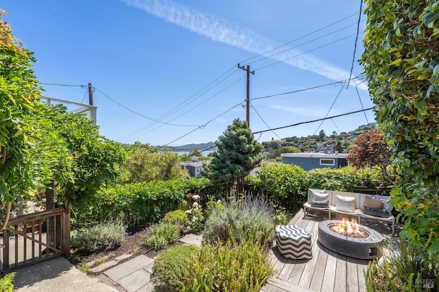 616 Locust St, Sausalito, CA 94965 - view of yard featuring a fire pit