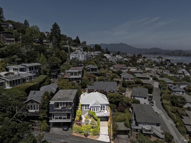 616 Locust St, Sausalito, CA 94965 - aerial perspective of suburban area featuring property boundaries highlighted and a mountainous background