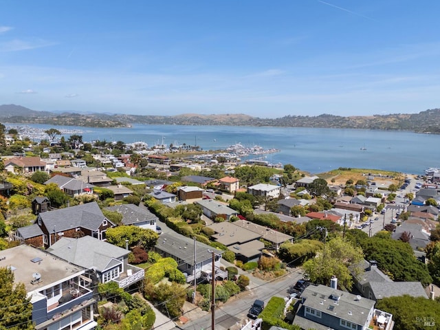 616 Locust St, Sausalito, CA 94965 - aerial perspective of suburban area with a water and mountain view