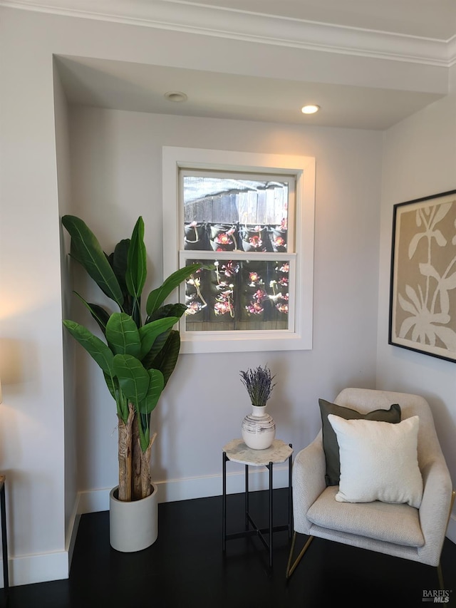 616 Locust St, Sausalito, CA 94965 - living area with baseboards, recessed lighting, and ornamental molding