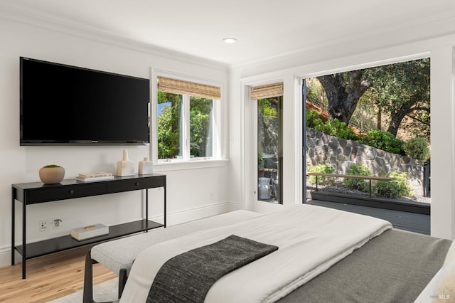 30 Sandy Ln, Mill Valley, CA 94941 - bedroom featuring ornamental molding, wood finished floors, and recessed lighting