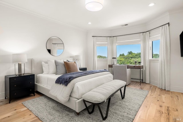 30 Sandy Ln, Mill Valley, CA 94941 - bedroom featuring ornamental molding, light wood-style flooring, baseboards, and recessed lighting