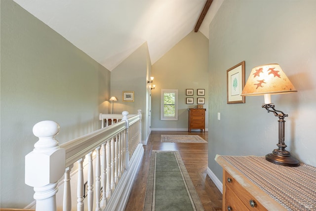 406 Franklin St, Napa, CA 94559 - foyer with dark wood-style flooring, beam ceiling, baseboards, and high vaulted ceiling