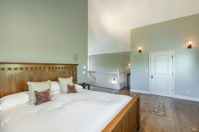 406 Franklin St, Napa, CA 94559 - bedroom featuring a high ceiling, dark wood-type flooring, and baseboards