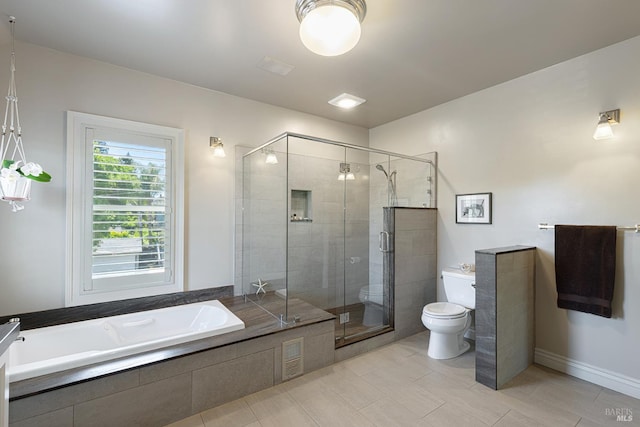 406 Franklin St, Napa, CA 94559 - full bath featuring toilet, a bath, a shower stall, and tile patterned floors