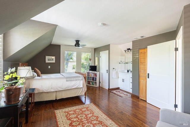 406 Franklin St, Napa, CA 94559 - bedroom featuring dark wood-type flooring, a ceiling fan, a sink, and baseboards