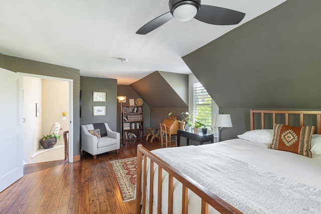 406 Franklin St, Napa, CA 94559 - bedroom with hardwood / wood-style flooring, a ceiling fan, and vaulted ceiling