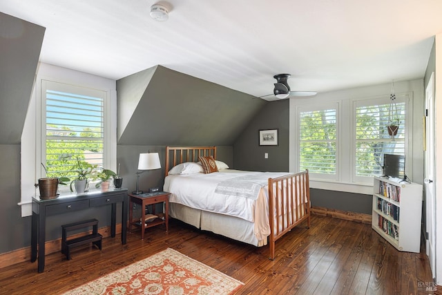 406 Franklin St, Napa, CA 94559 - bedroom featuring hardwood / wood-style floors, lofted ceiling, and a ceiling fan