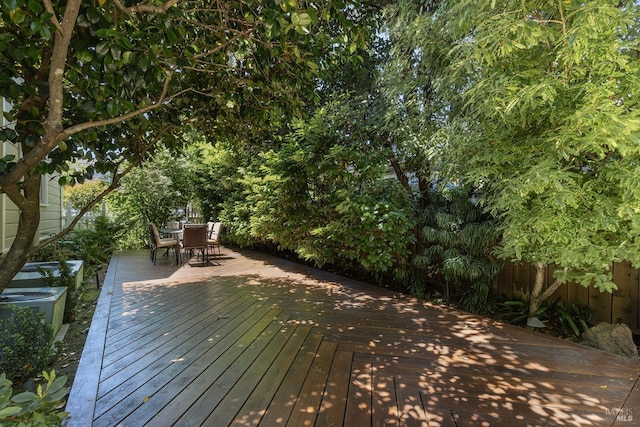 406 Franklin St, Napa, CA 94559 - wooden terrace with outdoor dining area and central AC unit