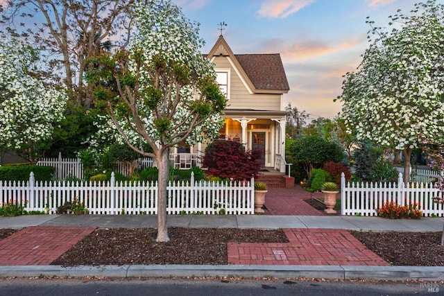 406 Franklin St, Napa, CA 94559 - view of front of home with covered porch, a shingled roof, and a fenced front yard