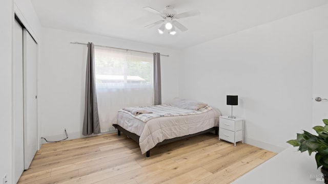 265 Chestnut St, Dixon, CA 95620 - bedroom with light wood-type flooring, a closet, and a ceiling fan