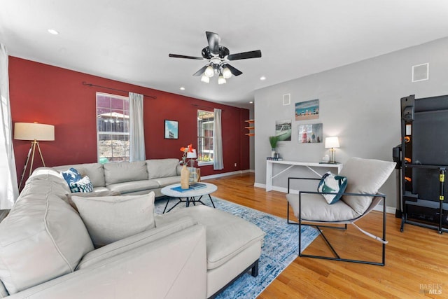 1017 Arroyo Linda Ct, Napa, CA 94558 - living area with ceiling fan, wood finished floors, and recessed lighting