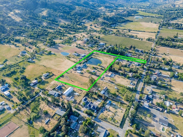 1961 Foothill Dr, Redwood Valley, CA 95470 - aerial view of property's location with property boundaries highlighted and rural landscape