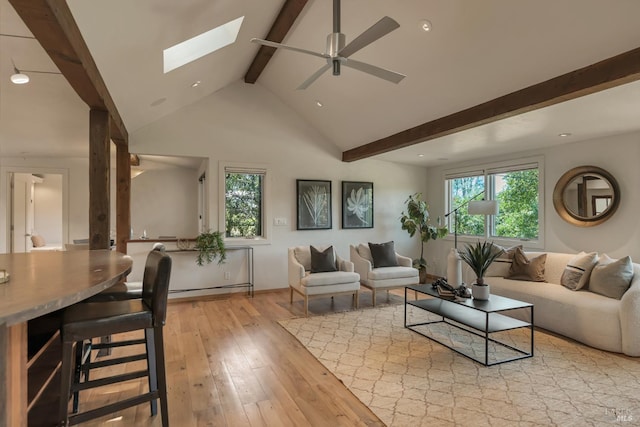 260 Geysers Rd, Cloverdale, CA 95425 - living area featuring healthy amount of natural light, a skylight, light wood-style floors, a ceiling fan, and recessed lighting