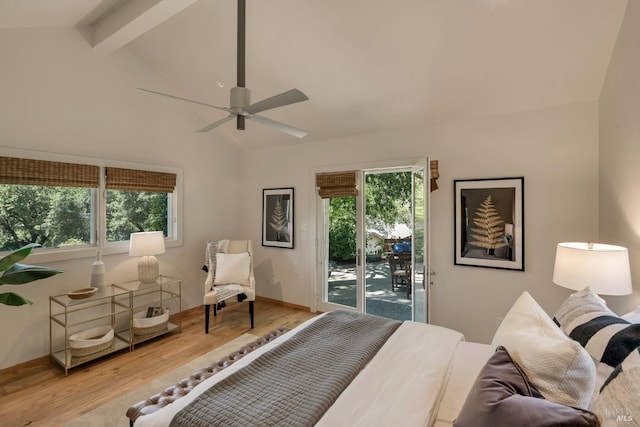 260 Geysers Rd, Cloverdale, CA 95425 - bedroom featuring access to outside, wood finished floors, baseboards, and ceiling fan