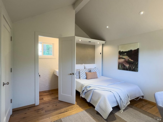 260 Geysers Rd, Cloverdale, CA 95425 - bedroom featuring wood finished floors, high vaulted ceiling, recessed lighting, and baseboards