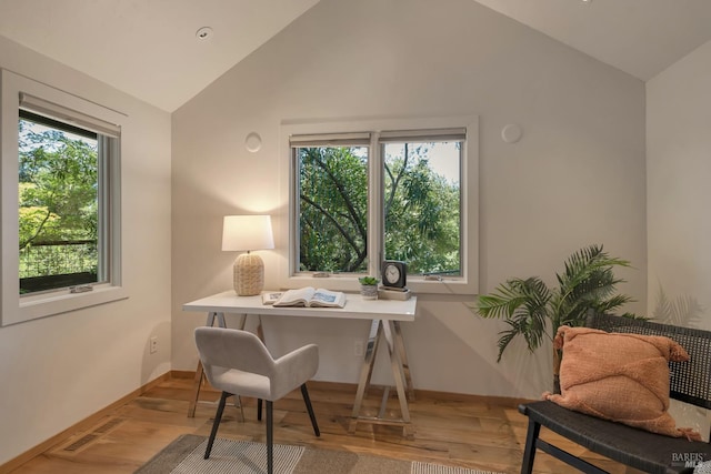 260 Geysers Rd, Cloverdale, CA 95425 - office featuring vaulted ceiling, wood finished floors, and baseboards