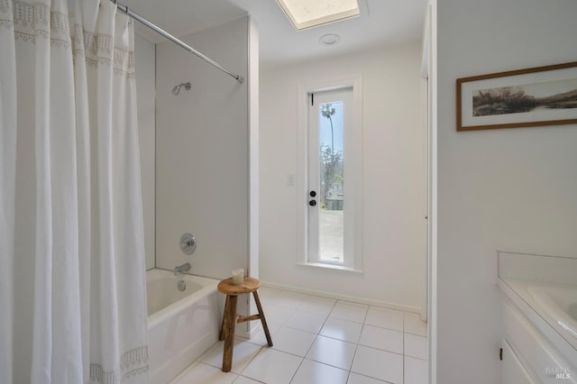 1 Rosebank Ln, Kentfield, CA 94904 - bathroom featuring shower / bathtub combination with curtain, vanity, and tile patterned floors