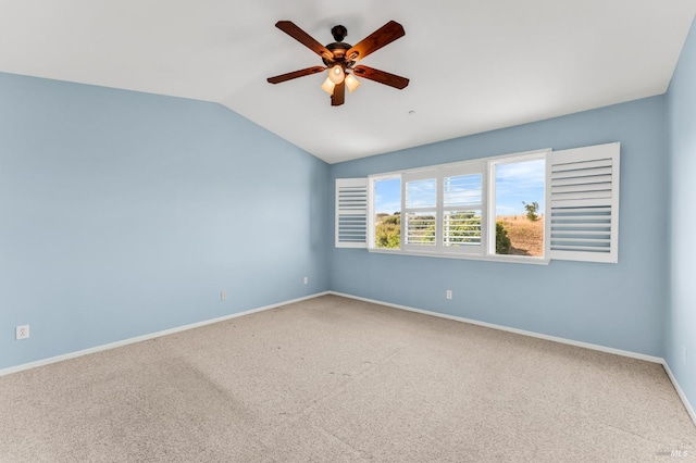 247 Clearpointe Dr, Vallejo, CA 94591 - unfurnished room with vaulted ceiling, ceiling fan, carpet flooring, and baseboards