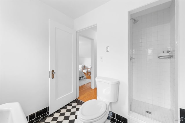 1186 E Ave, Napa, CA 94559 - full bathroom featuring a shower stall, toilet, tile patterned floors, and ensuite bath