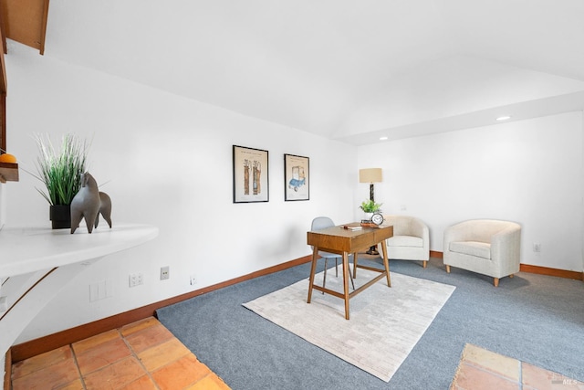 1186 E Ave, Napa, CA 94559 - office area with lofted ceiling, recessed lighting, and baseboards