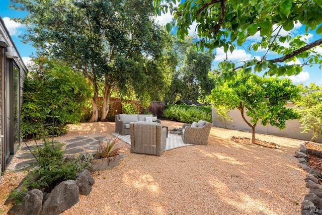 1186 E Ave, Napa, CA 94559 - fenced backyard featuring an outdoor living space and a patio