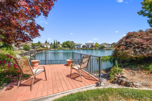712 Tahoe Ct, Fairfield, CA 94534 - wooden terrace with a water view and a residential view