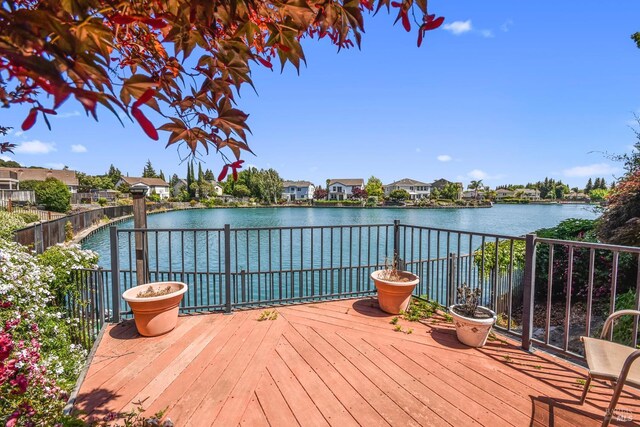 712 Tahoe Ct, Fairfield, CA 94534 - wooden deck with a water view and a residential view
