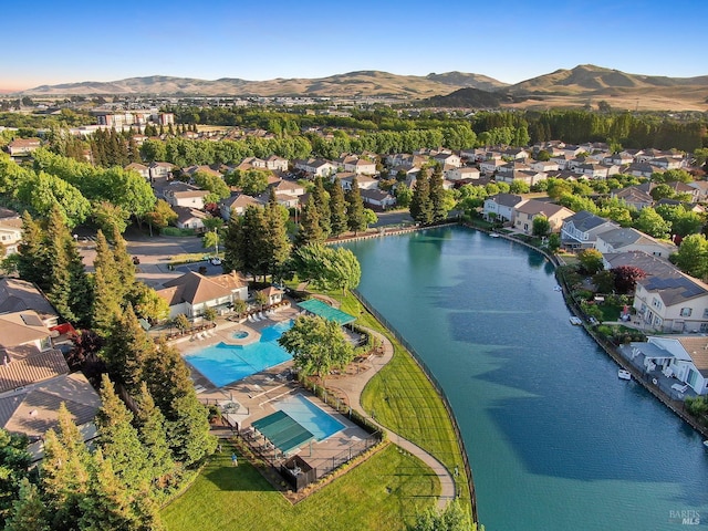 712 Tahoe Ct, Fairfield, CA 94534 - view of property location with nearby suburban area, a pool area, and a water and mountain view