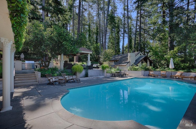 3850 Montecito Ave, Santa Rosa, CA 95404 - outdoor pool featuring a patio area, a gazebo, and area for grilling