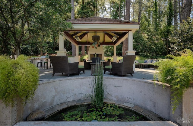 3850 Montecito Ave, Santa Rosa, CA 95404 - view of patio featuring a gazebo and an outdoor living space