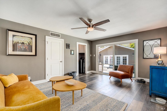 4260 Plass Dr, Napa, CA 94558 - living area featuring baseboards, ceiling fan, and wood finished floors