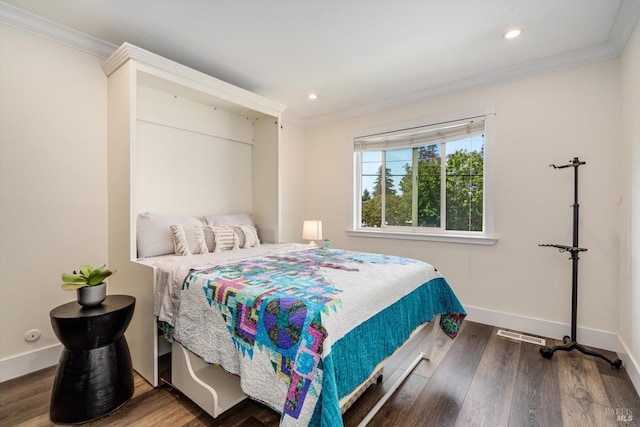 4260 Plass Dr, Napa, CA 94558 - bedroom with ornamental molding, baseboards, wood finished floors, and recessed lighting