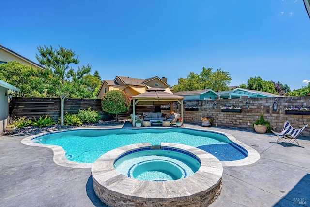 4260 Plass Dr, Napa, CA 94558 - view of pool with outdoor lounge area, a gazebo, a patio area, and a fenced backyard