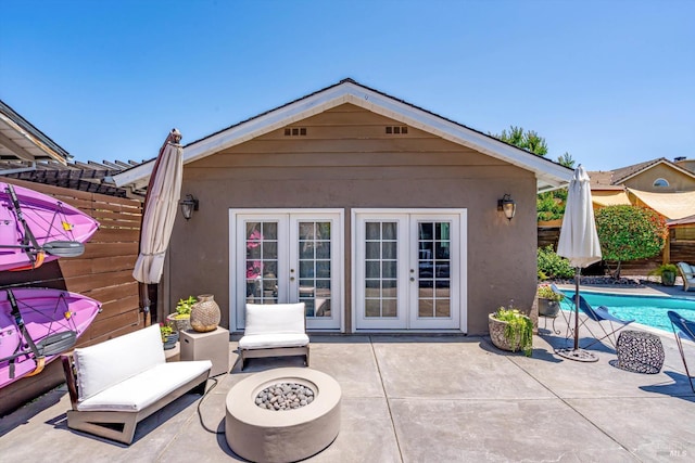 4260 Plass Dr, Napa, CA 94558 - view of patio featuring a fire pit and french doors