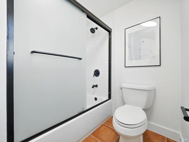 9 Park St, San Rafael, CA 94901 - full bathroom with combined bath / shower with glass door, tile patterned flooring, toilet, and baseboards