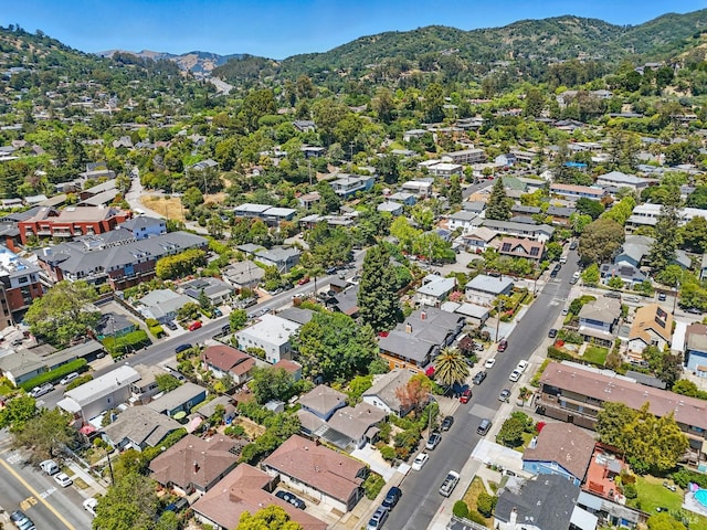 9 Park St, San Rafael, CA 94901 - aerial overview of property's location with a mountain backdrop and nearby suburban area