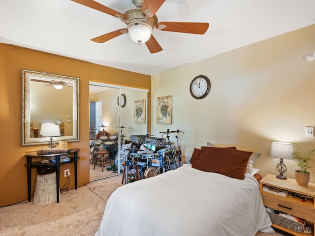 1010 Easum Dr, Napa, CA 94558 - bedroom featuring carpet flooring, a closet, and a ceiling fan