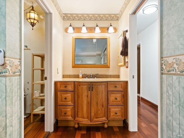 1010 Easum Dr, Napa, CA 94558 - bathroom featuring wood finished floors, vanity, and baseboards
