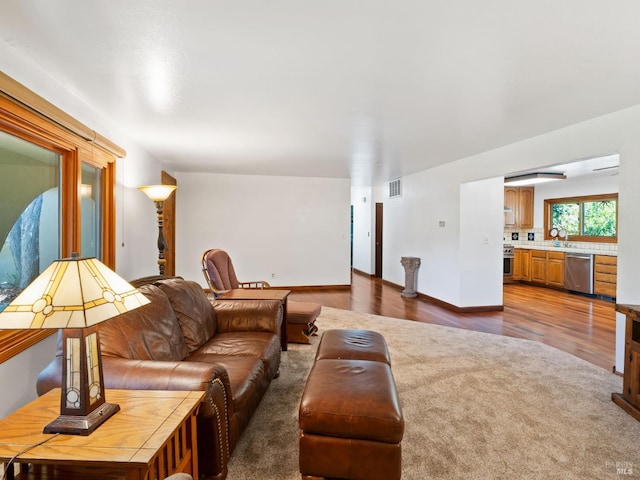 1010 Easum Dr, Napa, CA 94558 - living room with dark carpet, dark wood finished floors, and baseboards